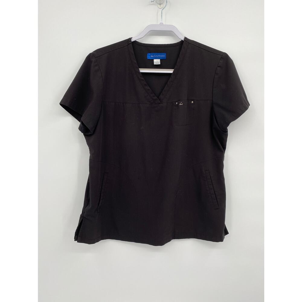 Koi Sapphire Cora 294 V-Neck Short Sleeve Black Scrub Top Womens Large